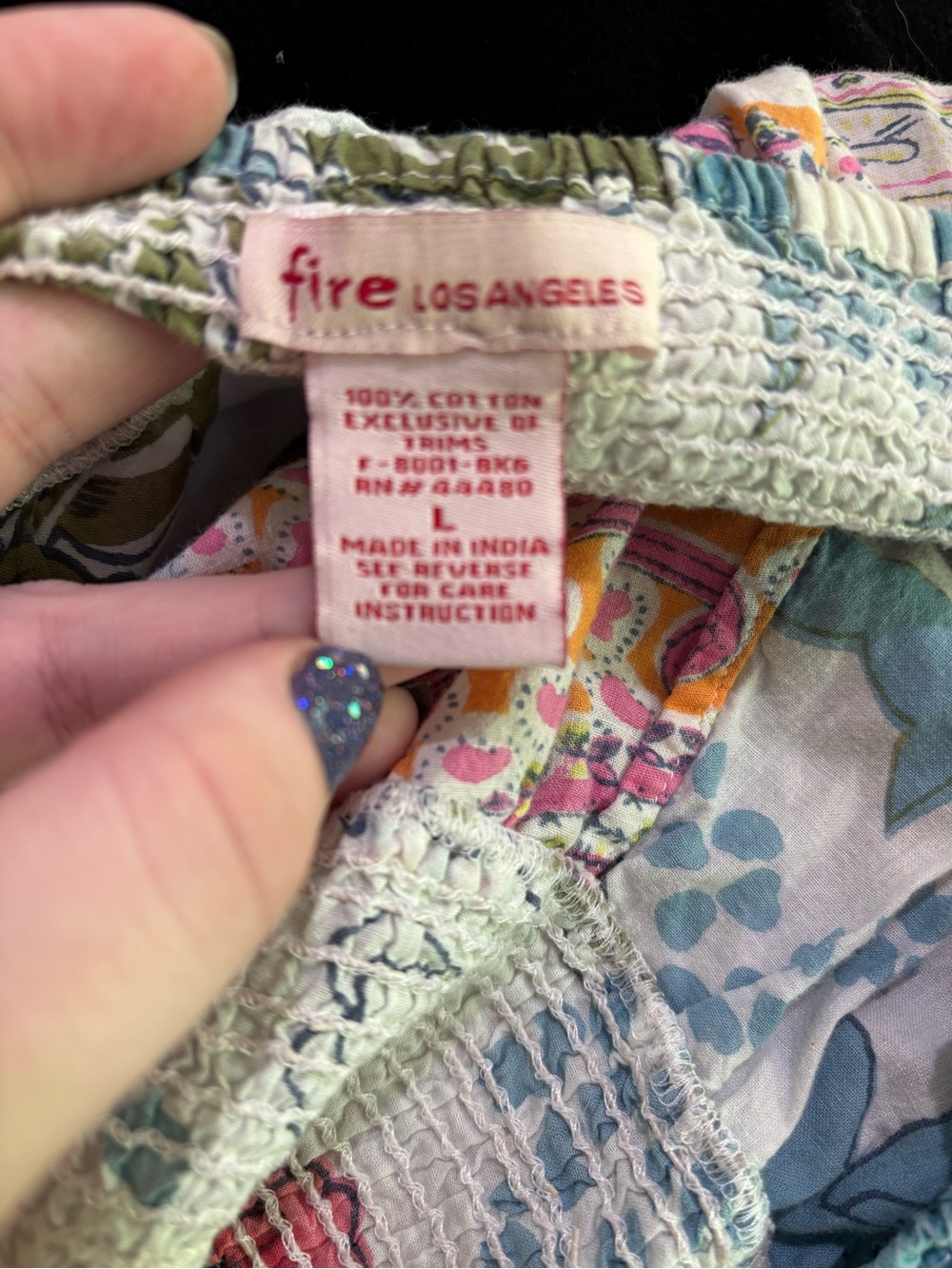 🔥5 for $25🔥 Cottagecore Boho Floral Patchwork Smocked Elastic Waist Skirt - Picture 4 of 6
